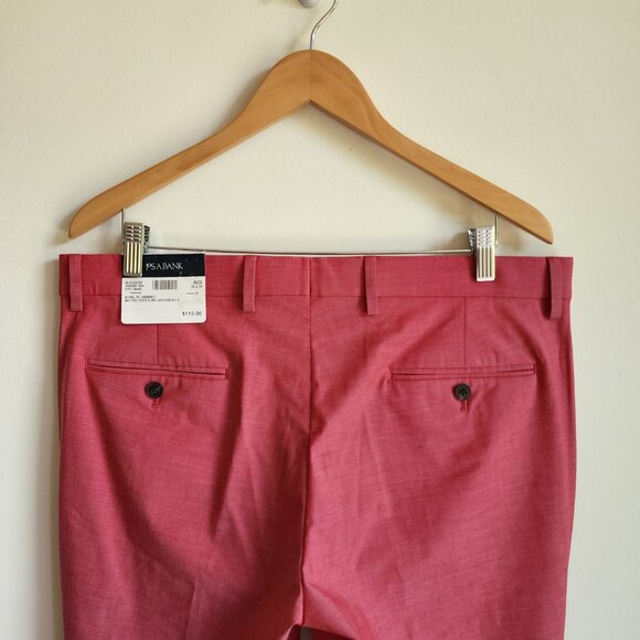 36x34 Rose Pink Pants New Jos A Bank Skinny Fit Pant Polyester Nwt Mens Magenta - Picture 16 of 17